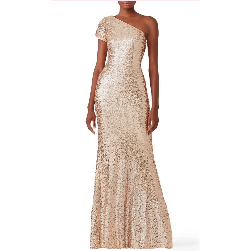 Badgley Mischka Blush Sequin Gown Size 4
